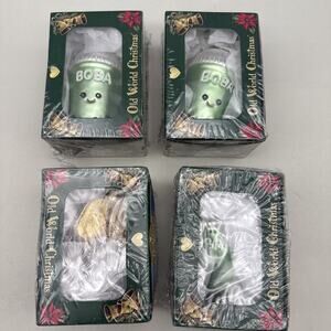 Old World Christmas 3-BOBA TEA and 1-Sandal Glass Blown Ornament w/Box 4 Total